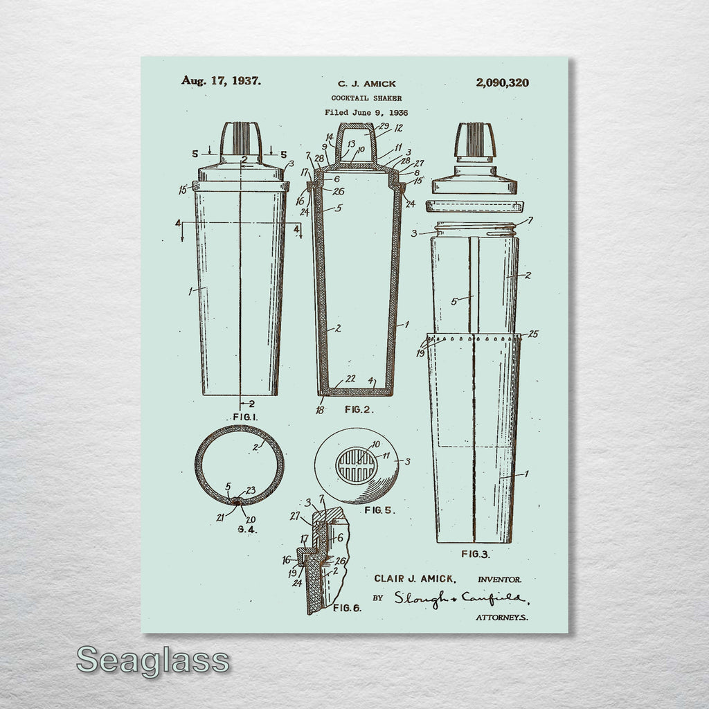 Cocktail Shaker - Patent on Wood