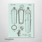 Cocktail Shaker - Patent on Wood