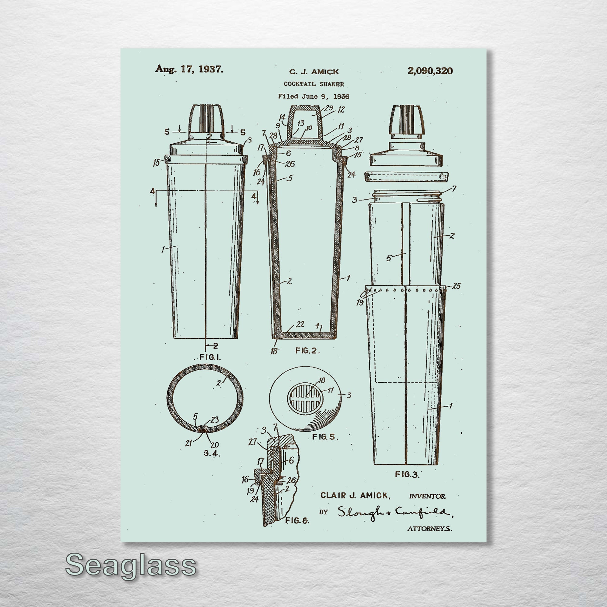 Cocktail Shaker - Patent on Wood