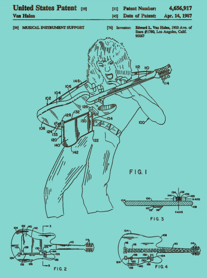 Eddie Van Halen Instrument Support - Patent on Wood