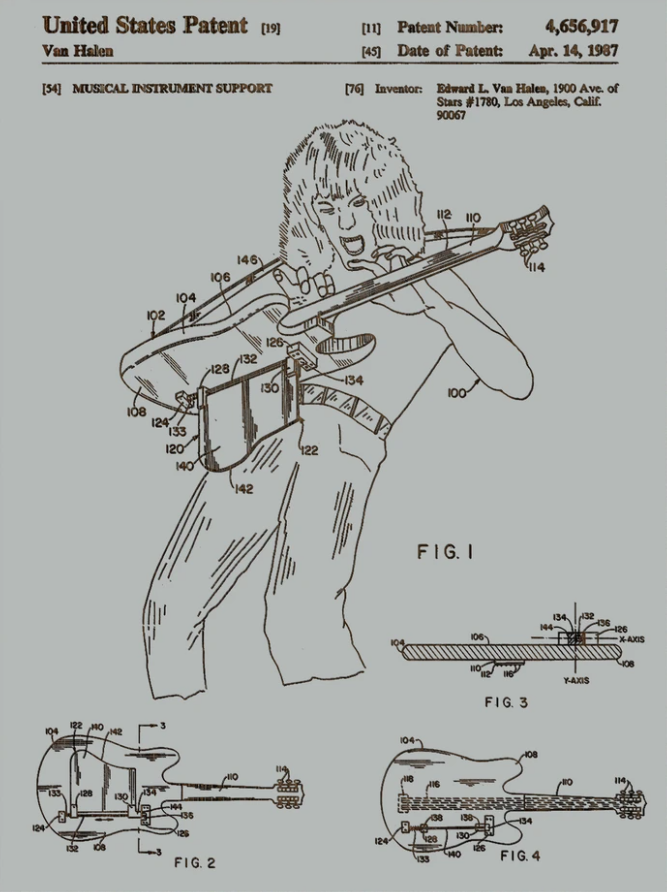 Eddie Van Halen Instrument Support - Patent on Wood