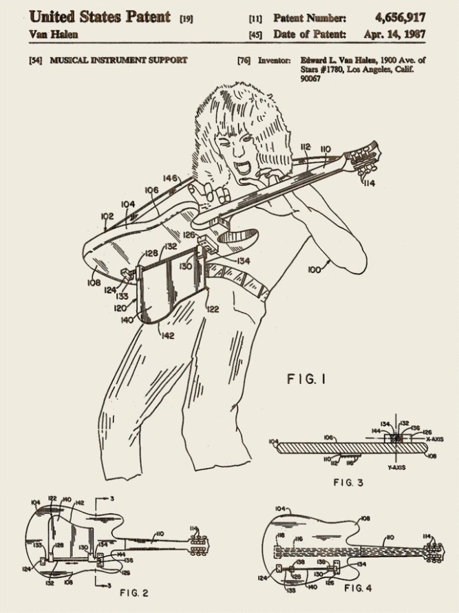 Eddie Van Halen Instrument Support - Patent on Wood
