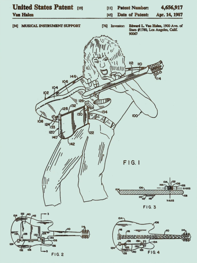 Eddie Van Halen Instrument Support - Patent on Wood