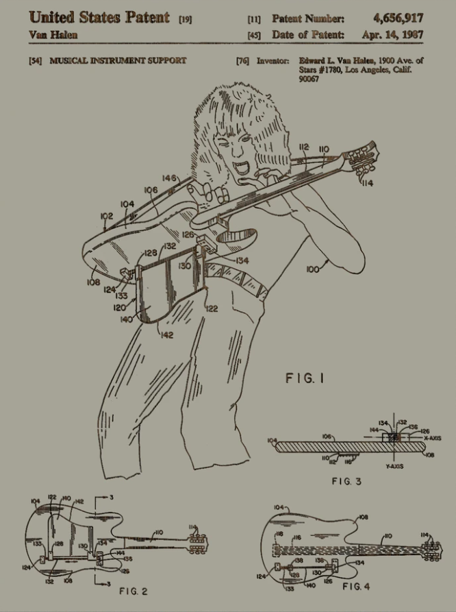 Eddie Van Halen Instrument Support - Patent on Wood