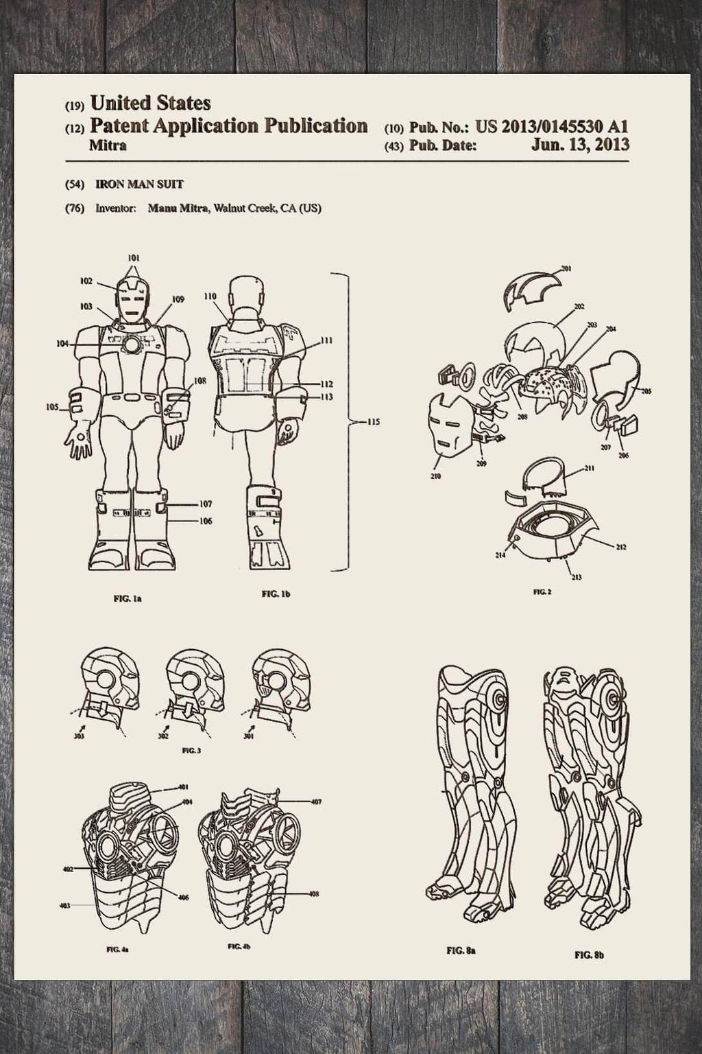 Iron Man Suit - Patent on Wood