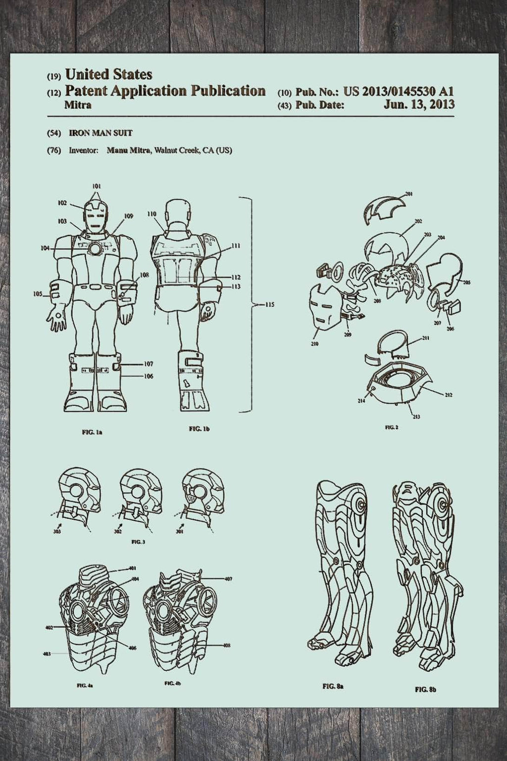 Iron Man Suit - Patent on Wood