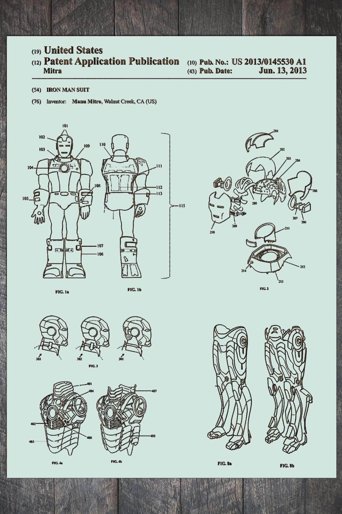 Iron Man Suit - Patent on Wood