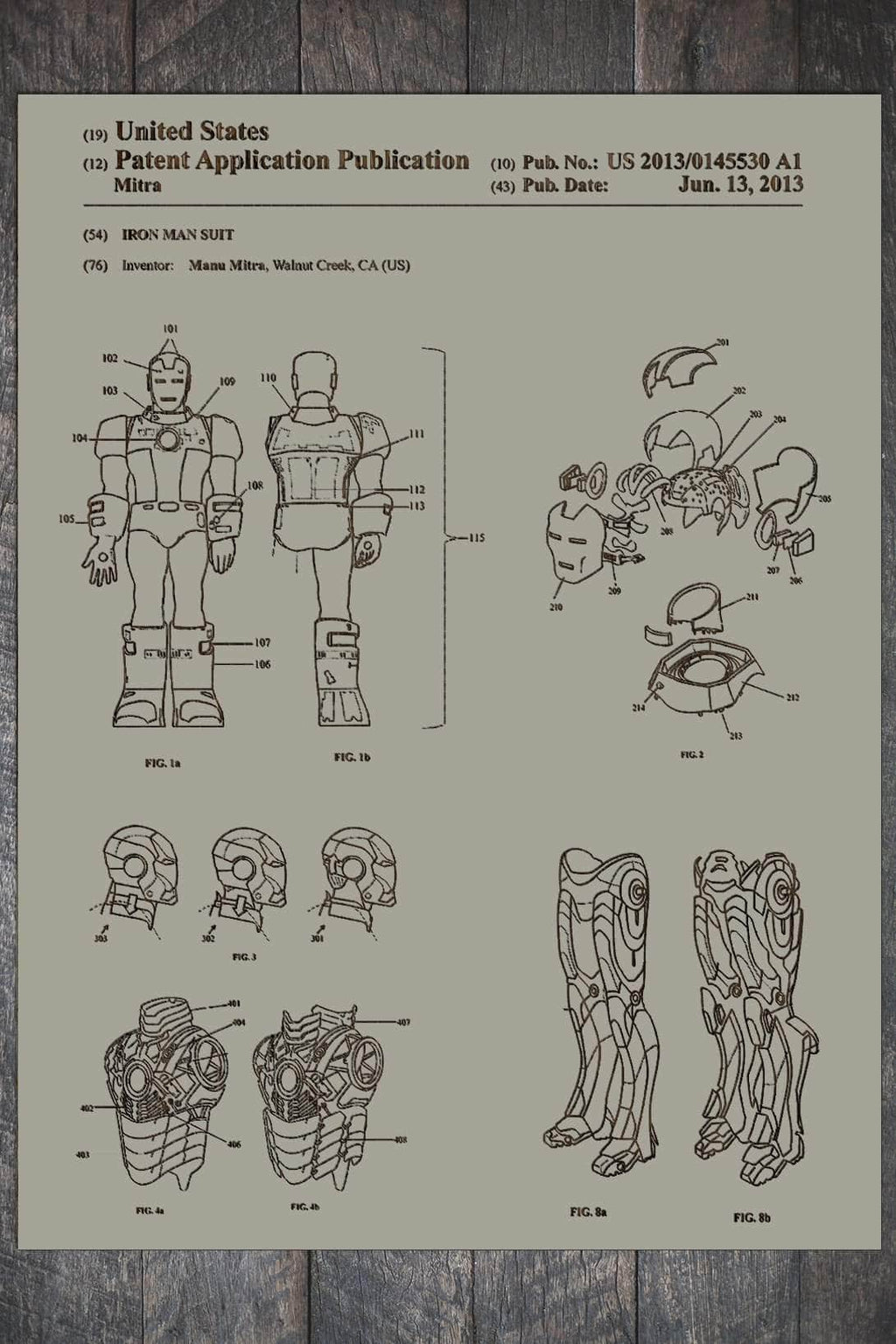 Iron Man Suit - Patent on Wood