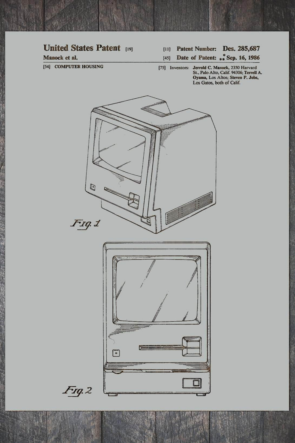 Macintosh Computer - Patent on Wood