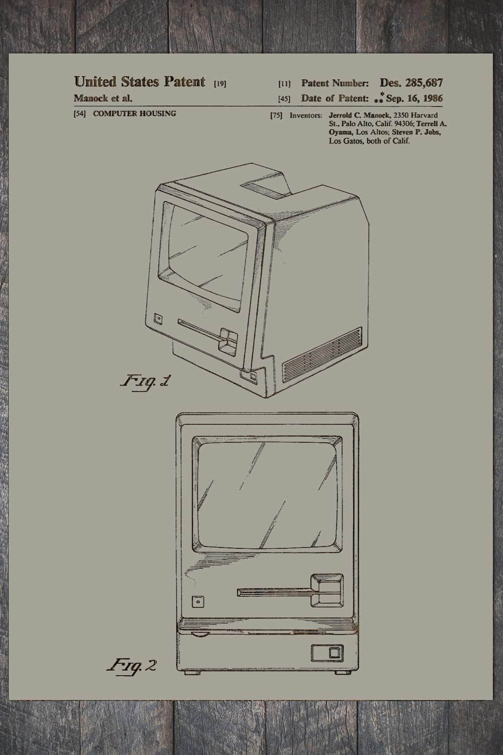 Macintosh Computer - Patent on Wood