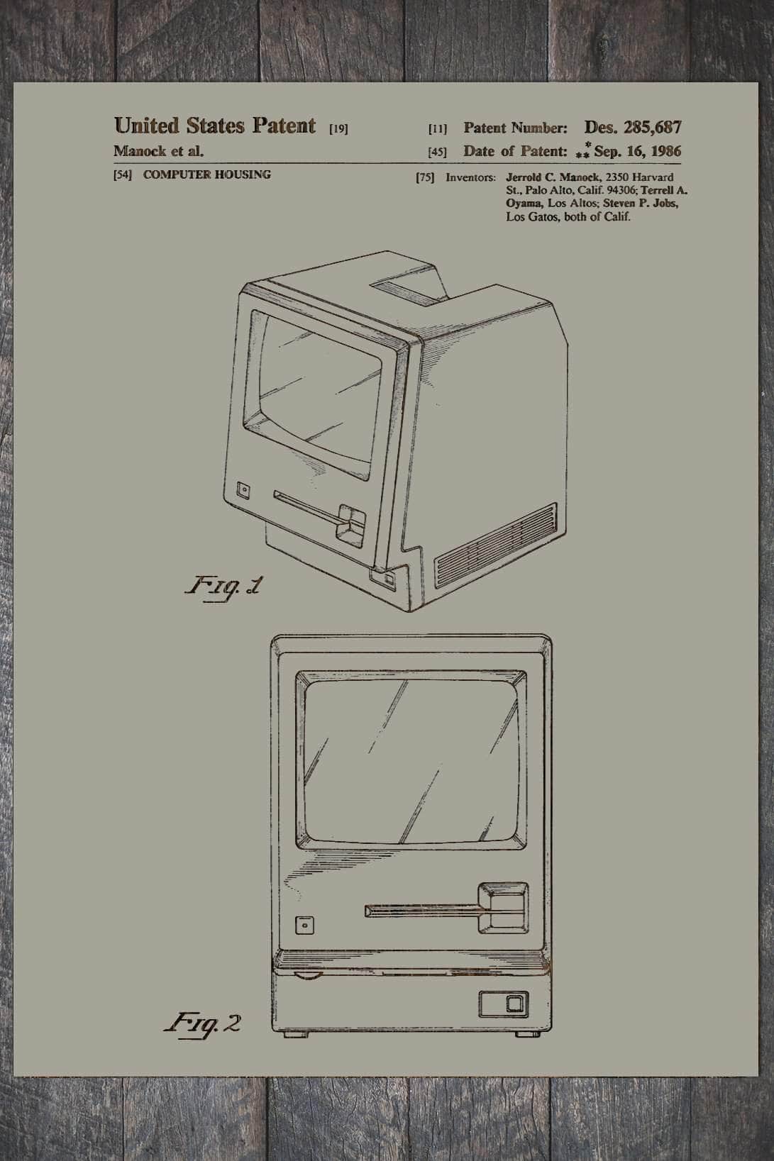 Macintosh Computer - Patent on Wood
