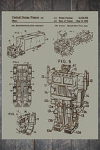 Transformer Action Figure - Patent on Wood