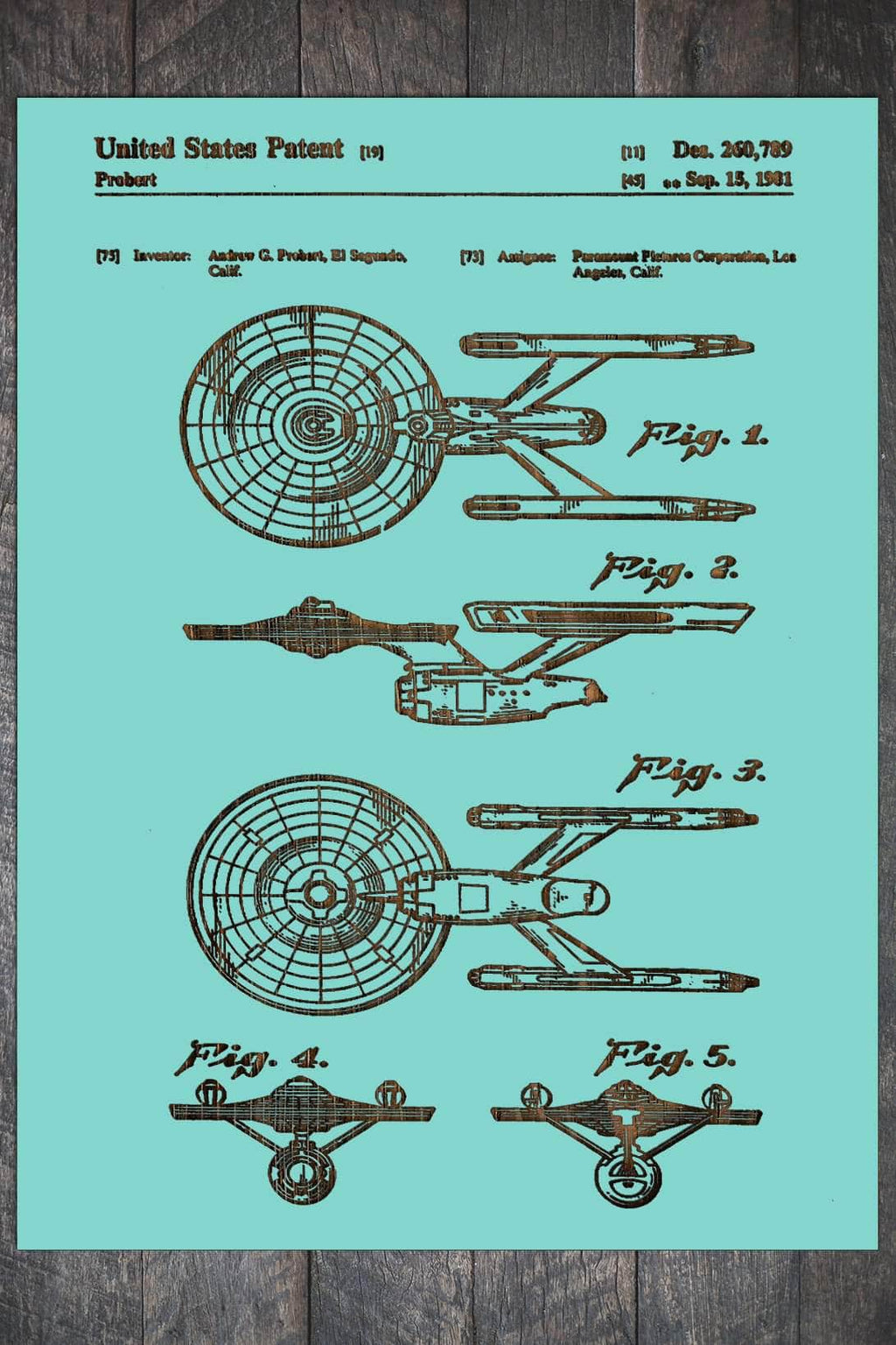 Star Trek Enterprise - Patent on Wood