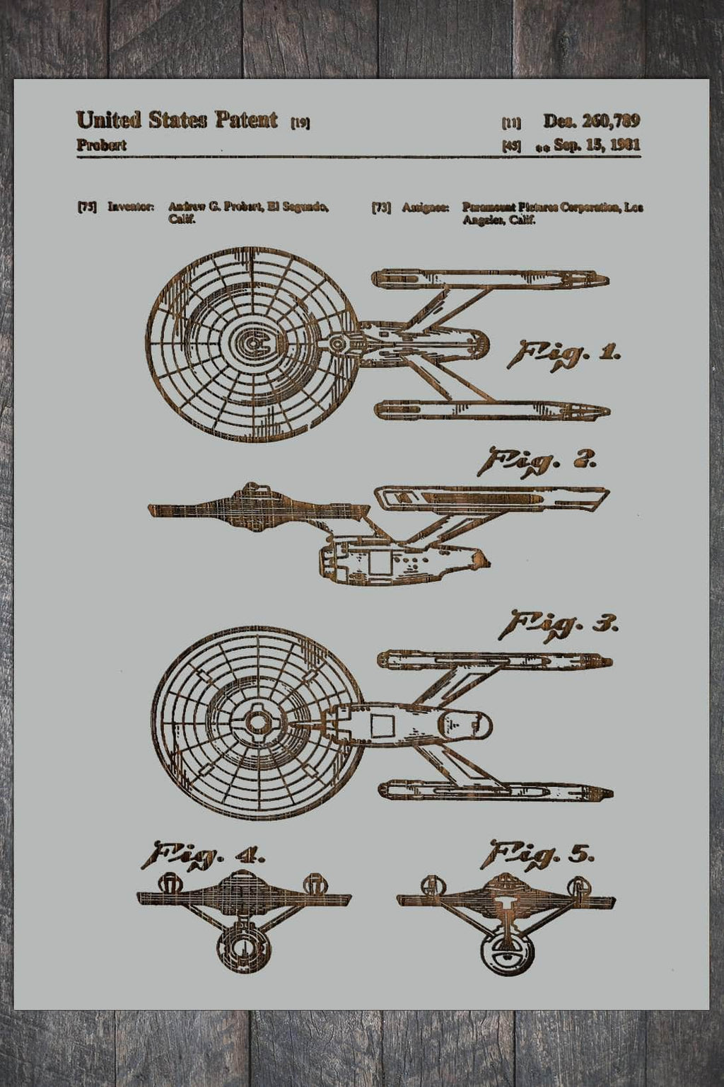 Star Trek Enterprise - Patent on Wood