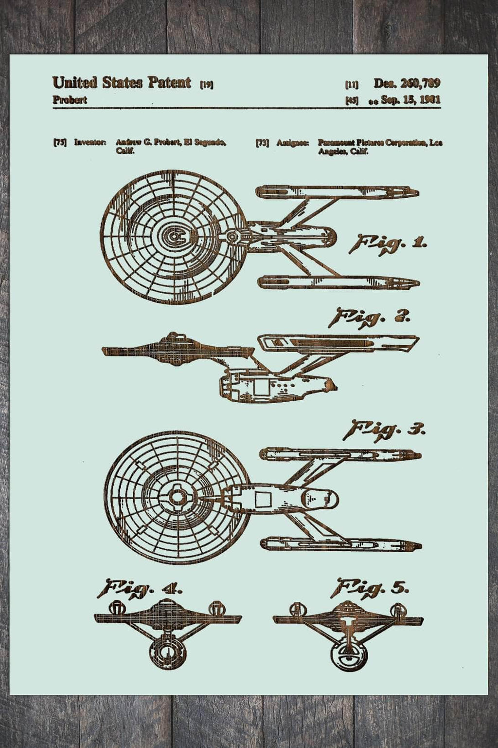 Star Trek Enterprise - Patent on Wood