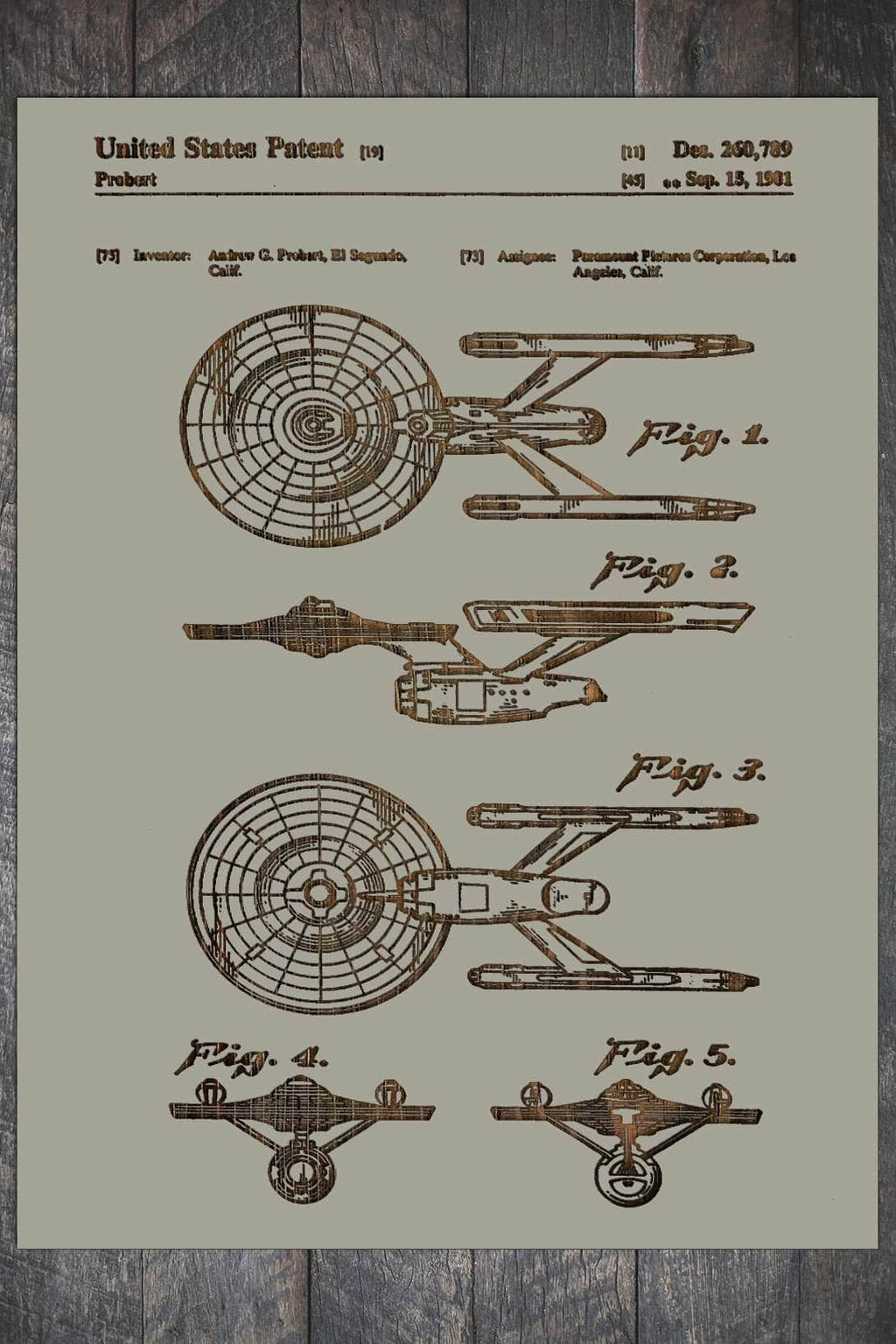 Star Trek Enterprise - Patent on Wood
