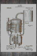 Whiskey Still - Patent on Wood
