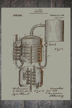 Whiskey Still - Patent on Wood