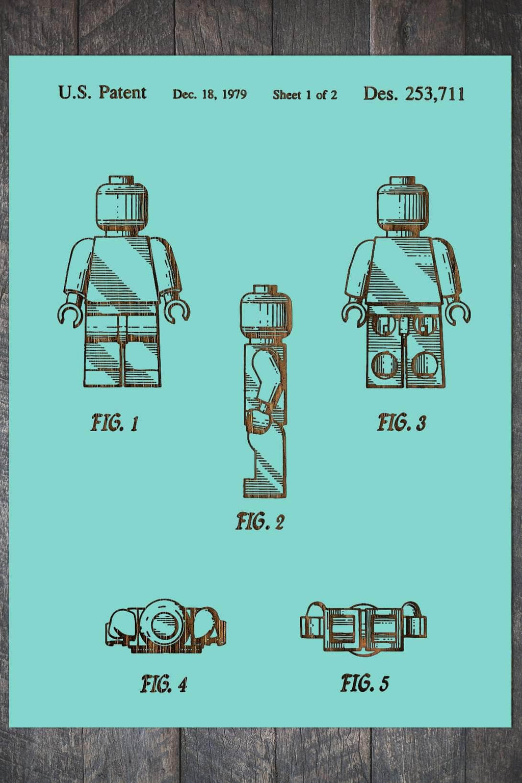Lego Man - Patent on Wood