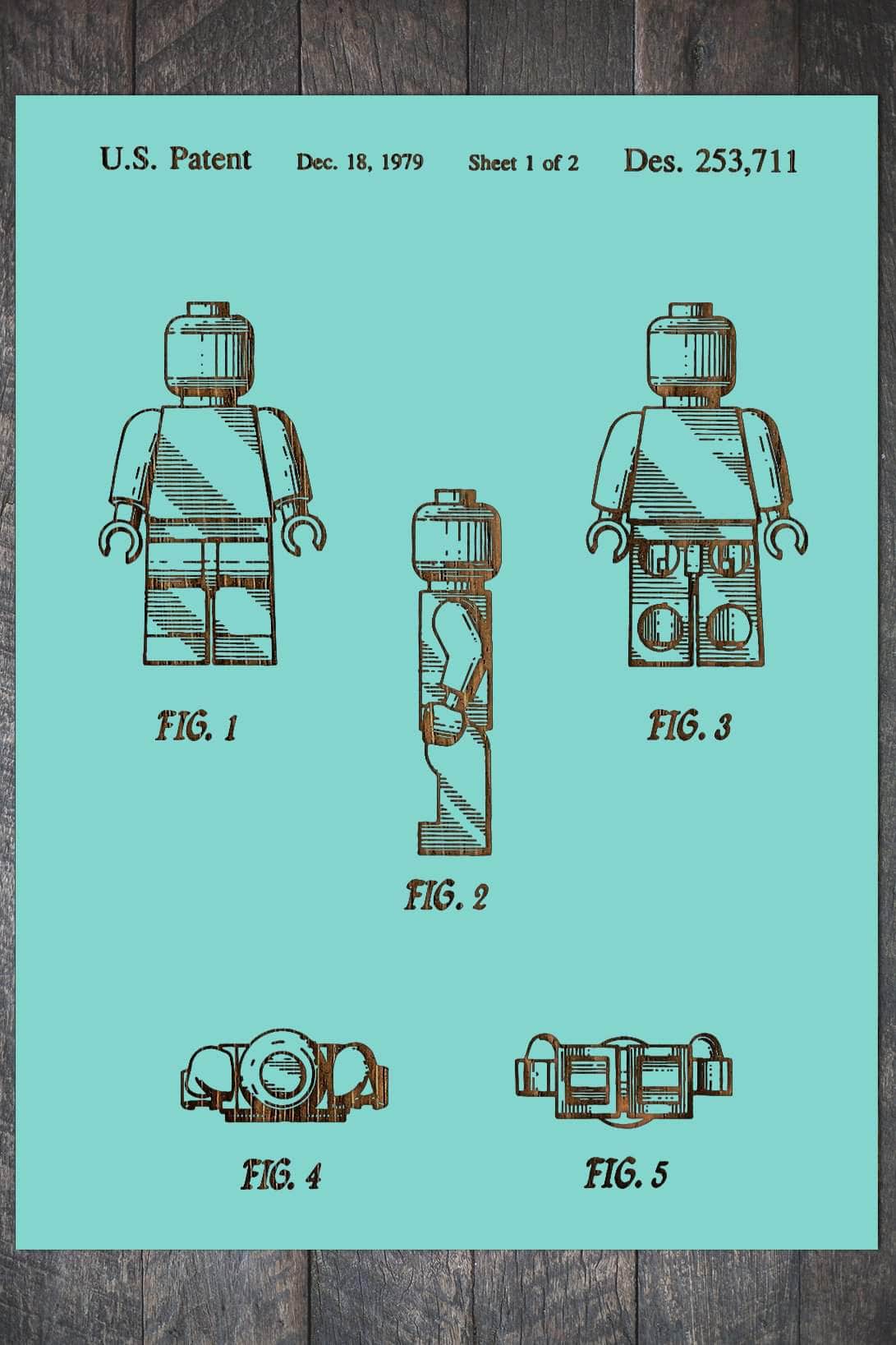 Lego Man - Patent on Wood