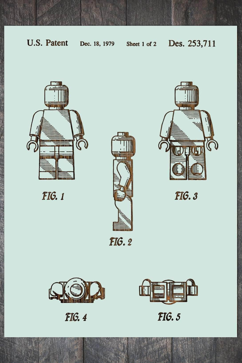 Lego Man - Patent on Wood
